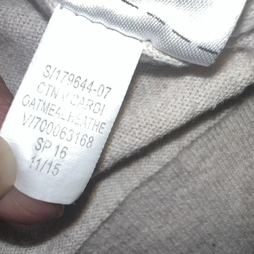 Gap Cardigan Sweater Women's Sz L Oatmeal Heather Button Front Pockets Academia